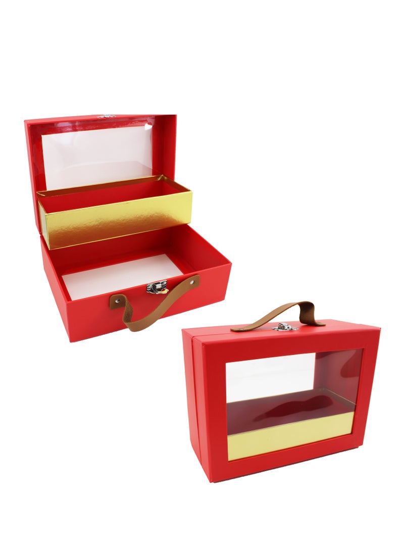 Generic Gift Box Rectangular with Window 22x16x10CM Red Color Elegant Gift Packaging for Special Occasions Perfect for Gifting Chocolates Sweets Jewelry or Keepsakes, Stylish and Durable Design - Image 3
