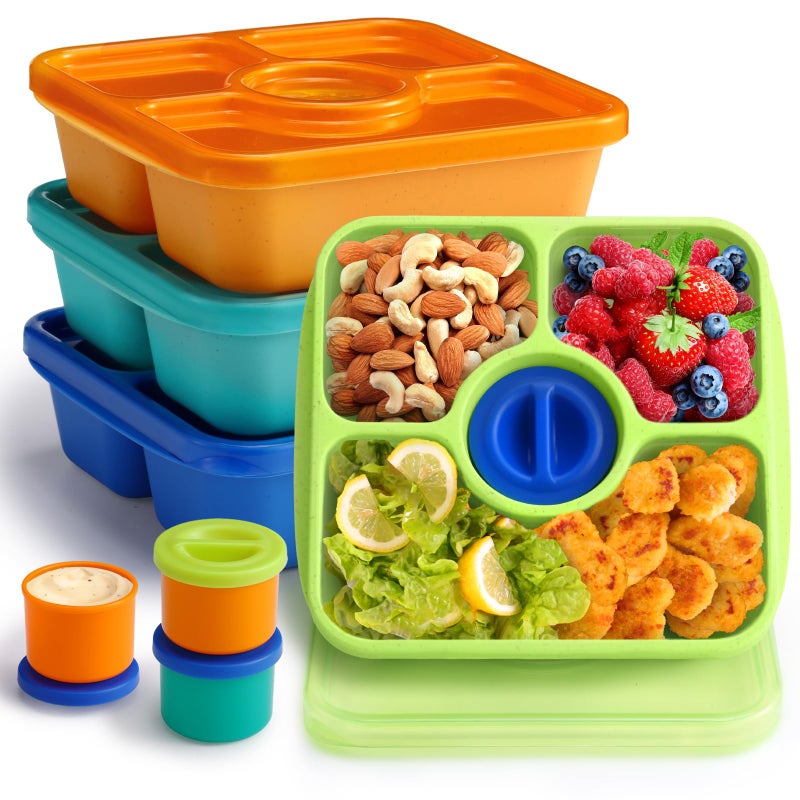 QQKO Kids Bento Box for Kids Girls Boys, Kids Lunch Box, Bento Box for School, Jewel Color - Image 1