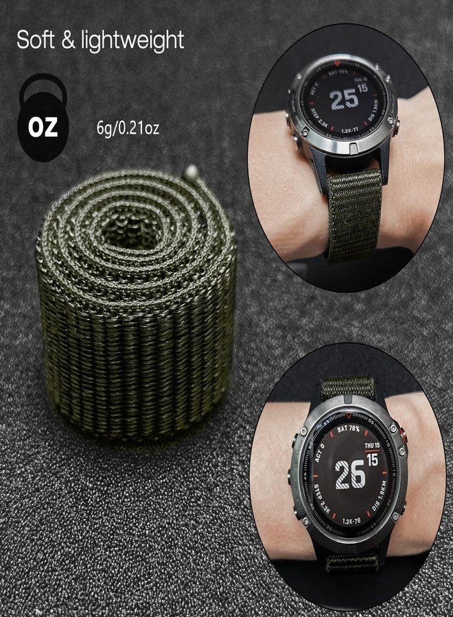 Abanen 22mm Nylon Hook and Loop Quick Dry Watch Band for Garmin Fenix 6/5/7/EPIX 2, Dark Green, 5.11-9.05 inch (130mm-230mm) Wristband Strap - Image 5