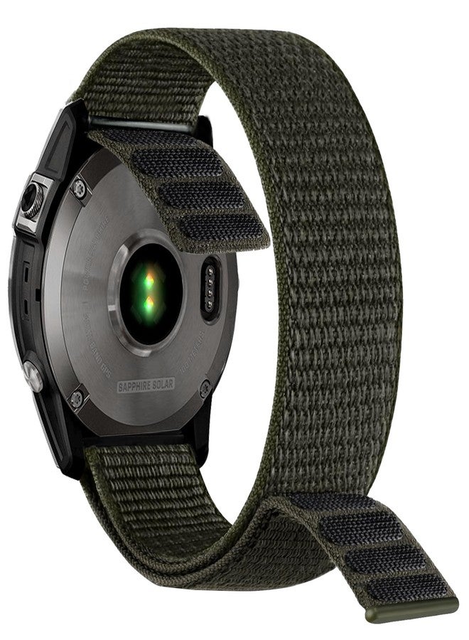 Abanen 22mm Nylon Hook and Loop Quick Dry Watch Band for Garmin Fenix 6/5/7/EPIX 2, Dark Green, 5.11-9.05 inch (130mm-230mm) Wristband Strap - Image 2