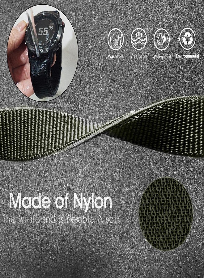 Abanen 22mm Nylon Hook and Loop Quick Dry Watch Band for Garmin Fenix 6/5/7/EPIX 2, Dark Green, 5.11-9.05 inch (130mm-230mm) Wristband Strap - Image 4