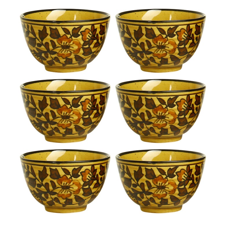 Caffeine Cerami Handmade Brown Sehra Katori Stoneware Bowl Set of 6, 200 ml - Image 5