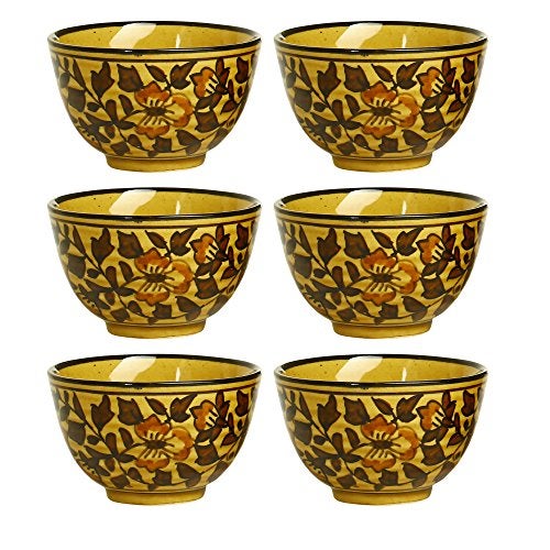 Caffeine Cerami Handmade Brown Sehra Katori Stoneware Bowl Set of 6, 200 ml - Image 1