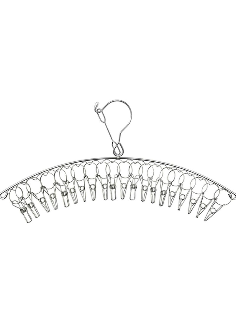Oasisgalore 20-Clip Baby Laundry Hanger, Collapsible Drying Rack, 360° Windproof, Stainless Steel, Space-Saving  - Image 1