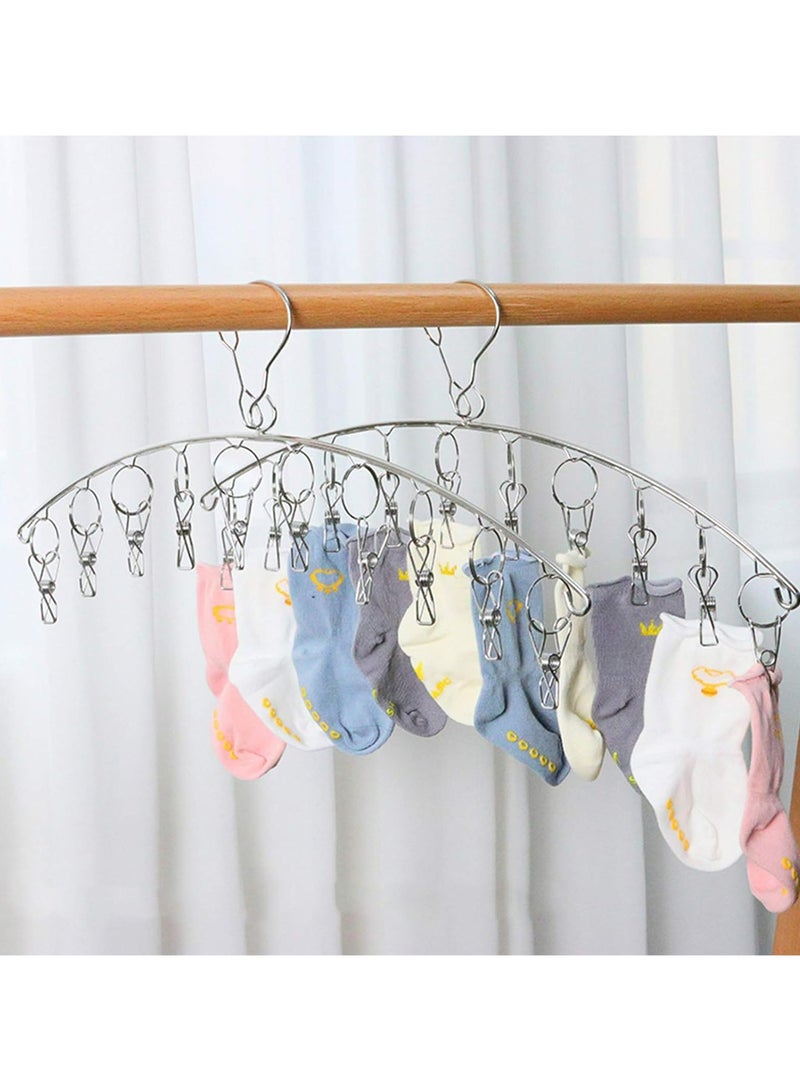 Oasisgalore 20-Clip Baby Laundry Hanger, Collapsible Drying Rack, 360° Windproof, Stainless Steel, Space-Saving  - Image 2