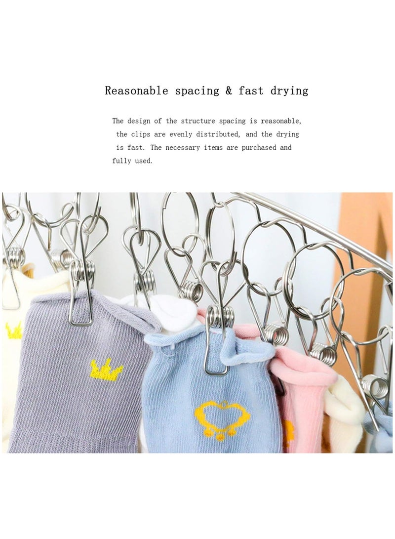 Oasisgalore 20-Clip Baby Laundry Hanger, Collapsible Drying Rack, 360° Windproof, Stainless Steel, Space-Saving  - Image 5