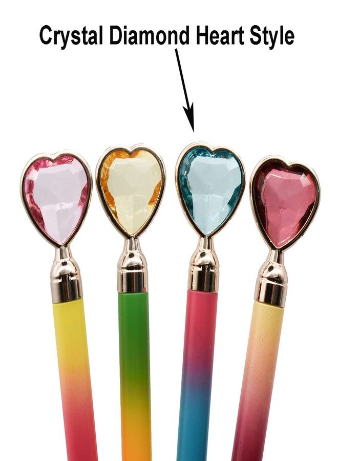 Maydahui 12 PCS Colorful Heart Shaped Ballpoint Pens Retractable Bling Rhinestones Pen Black Ink for Girls School Office Party - Image 3