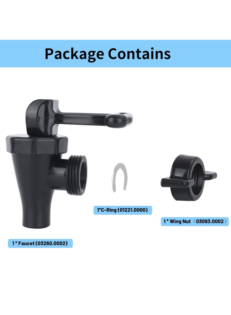 03260.0002 Faucet Kit for Tea Dispenser, Reusable Replacement Spigot for Beverage Dispenser Wing Nut and C Ring Included - Image 2
