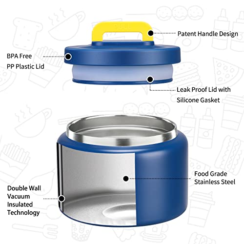 MAISON HUIS 8oz Soup Thermo Wide Mouth Vacuum Insulated Thermo Food Jar, Leak Proof Stainless Steel Thermo for Hot&Cold Food Kids Food Lunch Soup Container for School Travel (Blue) - Image 2