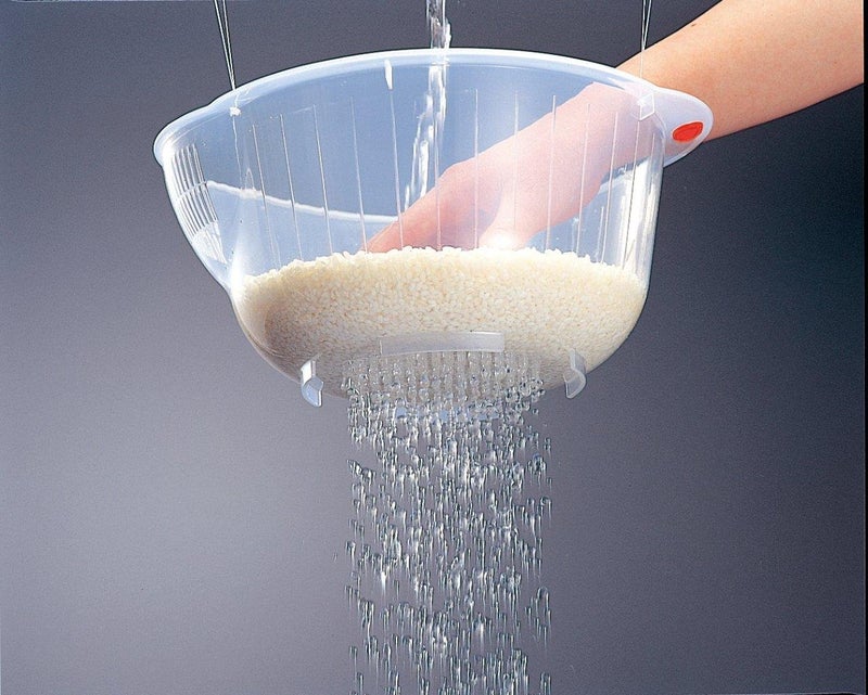 Inomata Japanese Rice Washing Bowl with Side and Bottom Drainers, Made in Japan - Image 3