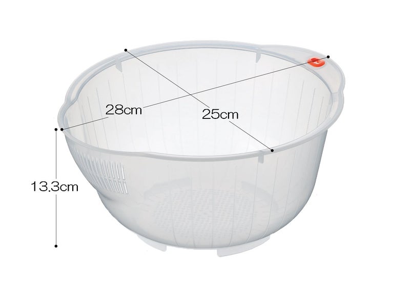 Inomata Japanese Rice Washing Bowl with Side and Bottom Drainers, Made in Japan - Image 2