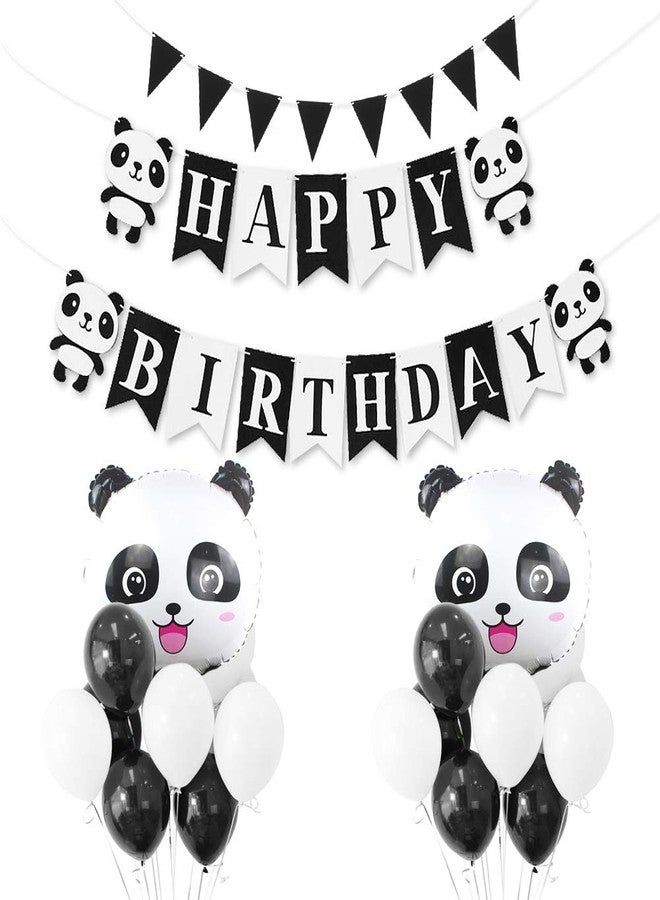 Apol Birthday Party Decorations Supplies,Panda Themes HAPPY BIRTHDAY Banner and Aluminum Foil Balloons,Latex Balloons for Children Birthday Party Kids Nursery Bedroom Decor - Image 1