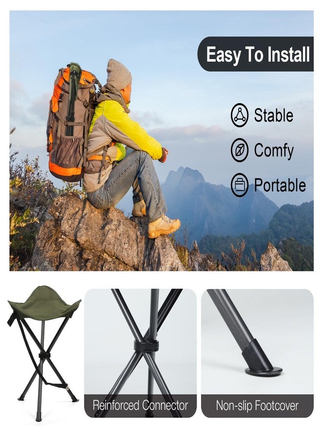 Outplea 45CM Portable Folding Tripod Stool, Compact Tripod Camping Stool with Carry Strap, Lightweight Stable Stool Seating for Fishing Hunting Hiking Outdoor Picnic, Green - Image 5