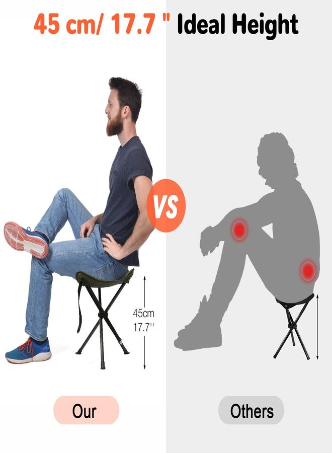 Outplea 45CM Portable Folding Tripod Stool, Compact Tripod Camping Stool with Carry Strap, Lightweight Stable Stool Seating for Fishing Hunting Hiking Outdoor Picnic, Green - Image 2