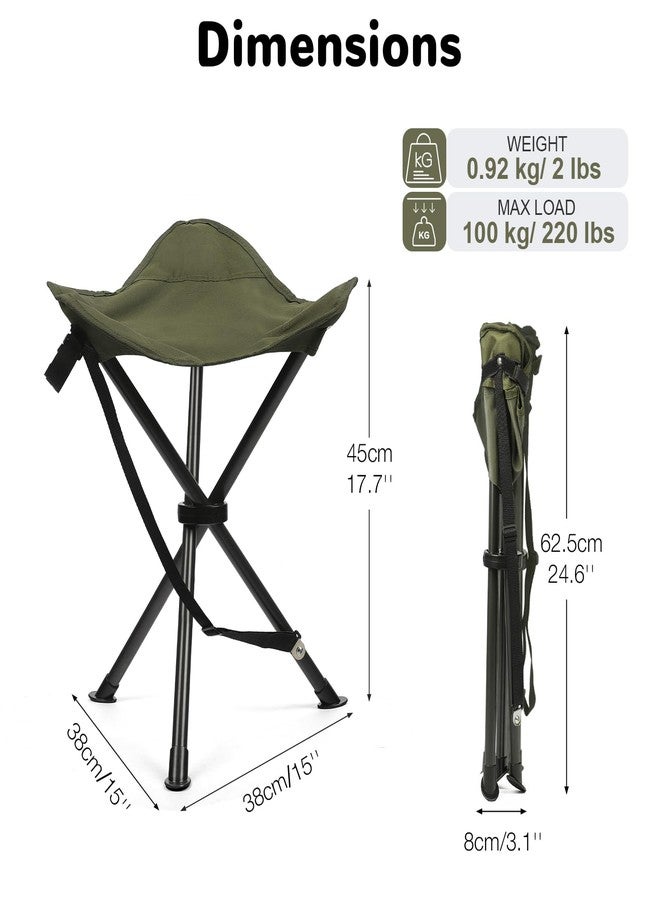 Outplea 45CM Portable Folding Tripod Stool, Compact Tripod Camping Stool with Carry Strap, Lightweight Stable Stool Seating for Fishing Hunting Hiking Outdoor Picnic, Green - Image 3