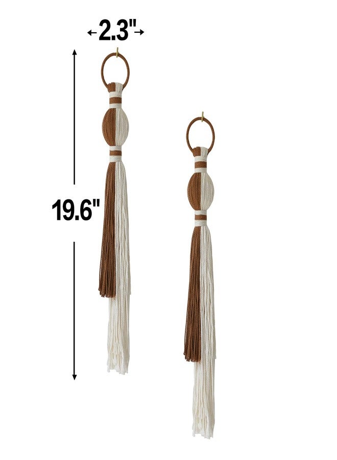 IOWER 2Pcs Macrame Wall Hanging Boho Home Decor Fiber Art with Sphere Knots Tassels Handmade Yarn Art for Bedroom Living Room Office Entryway - Image 5
