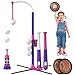 HYES 4 in 1 T Ball Sets for Kids 35 with Toss and Catch Ball Set Hanging Tee Stand with Auto Pitching Machine 2 Bats Indoor Outdoor Toys Baseball Gifts for Toddler Boys Girls Purple - Image 3
