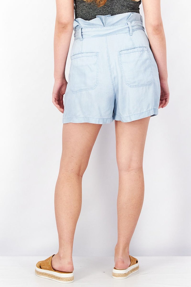 GUESS Women Washed Belted Shorts, Bleach Blue - Image 4