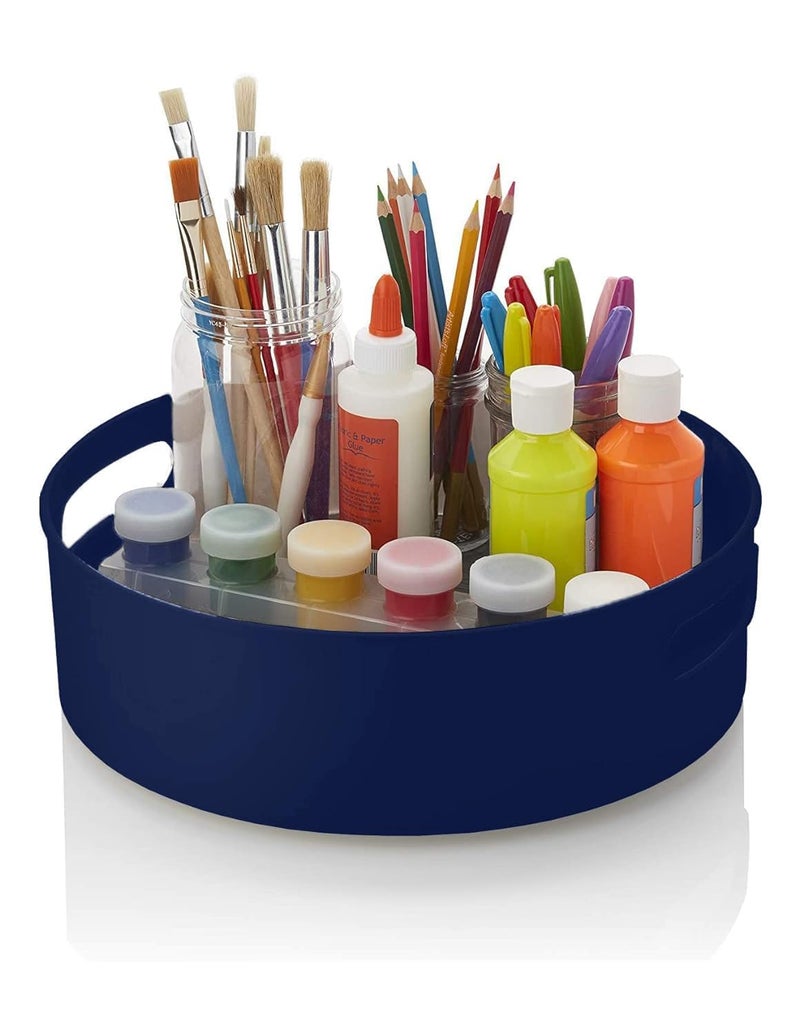 HomeWiz Kitchen Multi-Purpose 360° Rotating Organizer Tray | kitchen accessories items | Kitchen organizer rack |Space-Saving Storage & Organsing | Turntable for Spices, Storage | Dark Blue, Pack of 2 - Image 4