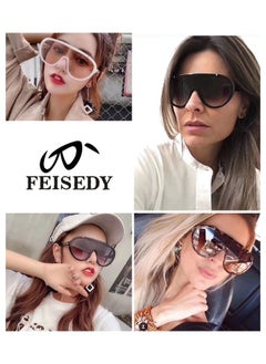FEISEDY Sunglasses Women Oversized One Piece Frame Uv400 Sun Glasses Trendy Retro Shades B2580  - Image 5
