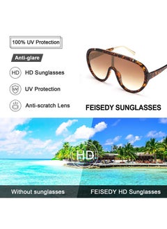 FEISEDY Sunglasses Women Oversized One Piece Frame Uv400 Sun Glasses Trendy Retro Shades B2580  - Image 3