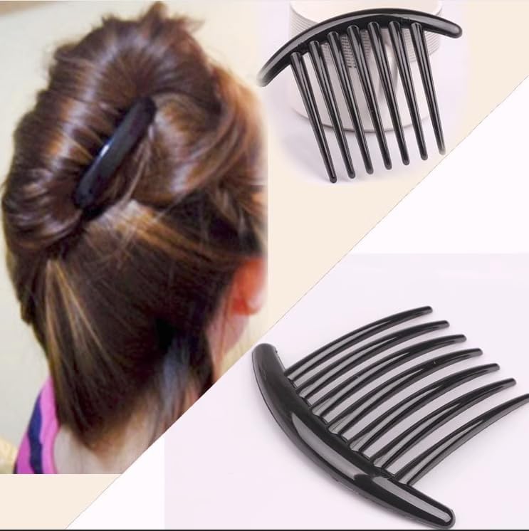 Hair Comb Pack of 2 Plastic Side Hair Twist Comb French Twist Comb Hair Clips with Teeth for Fine Hair Accessories for Women Girls Black