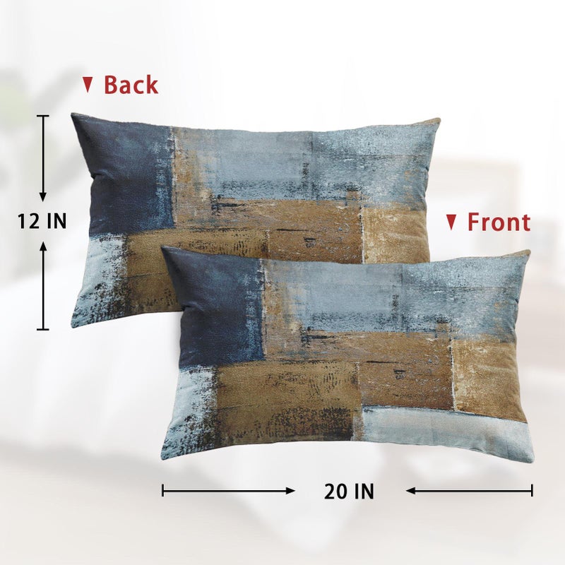 Britimes Britimes Throw Pillow Covers Modern Home Art Decor  12 x 20 Inches Set of 2 Pillow Cases Decorative  Abstract Oil Painting Pillowcases for Bedroom  Living Room  Brown Blue  - Image 2