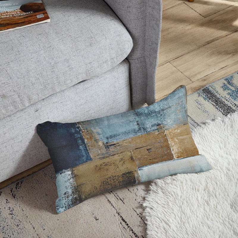 Britimes Britimes Throw Pillow Covers Modern Home Art Decor  12 x 20 Inches Set of 2 Pillow Cases Decorative  Abstract Oil Painting Pillowcases for Bedroom  Living Room  Brown Blue  - Image 5