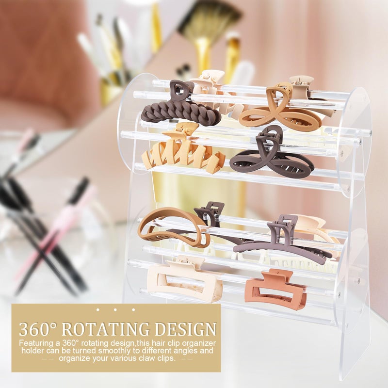 SNOWSTAR Acrylic Claw Clip Organizer Holder,360-Degree Rotating Claw Clip Holder and Storage,Hair Clip Organizer Display Clear Stand for Women and Girls - Image 4