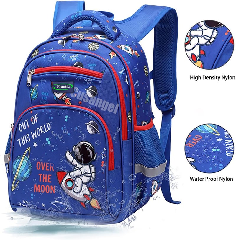 Frantic Waterproof Polyester 26 L School Backpack School Bag Daypack Picnic Bag For Boys & Girls(4Zipper_Blue_Moon_Print) - Image 2