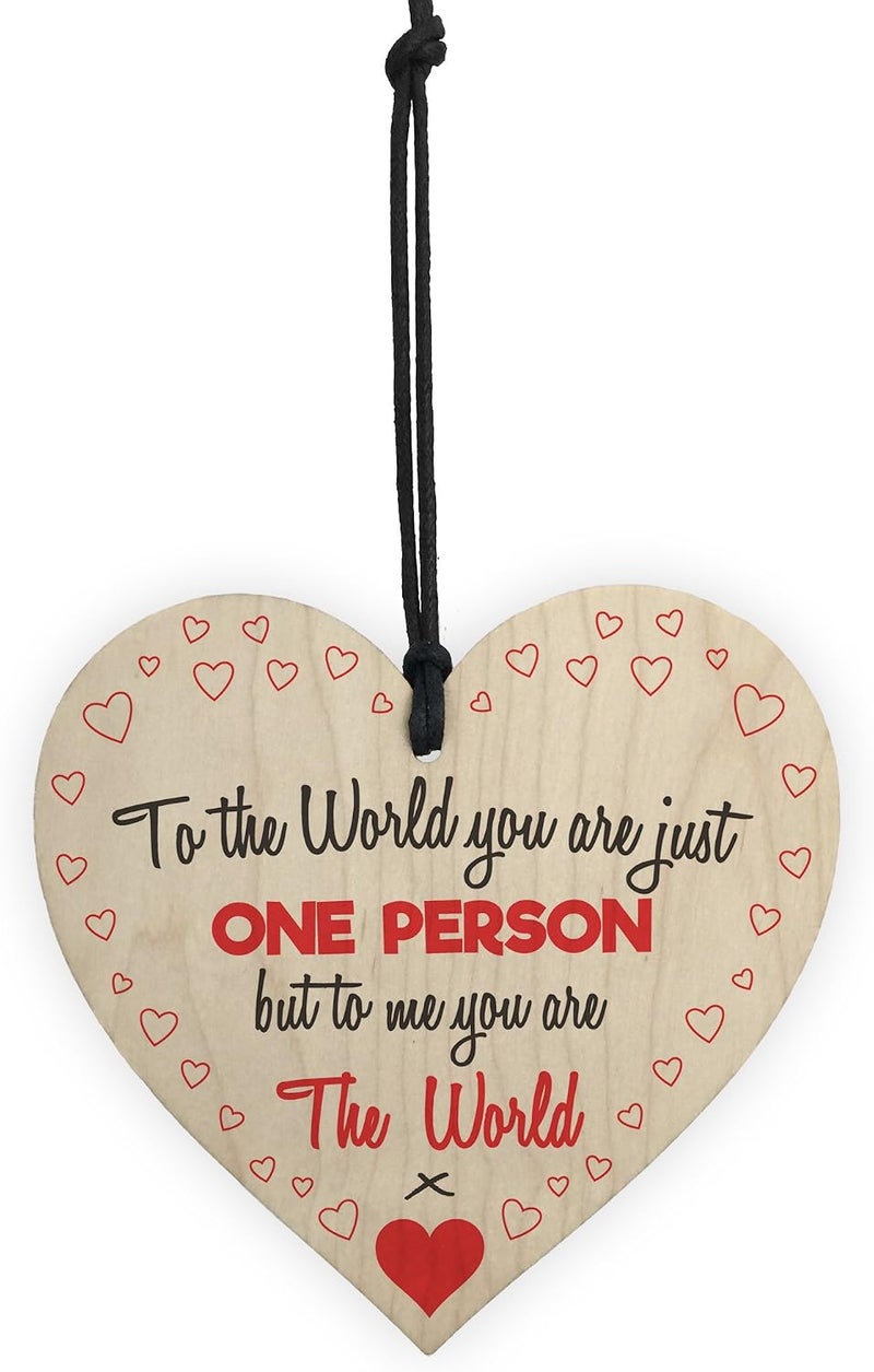RED OCEAN To Me You Are The World Wooden Hanging Heart Cute Love Gift Plaque Friends Sign - Image 4