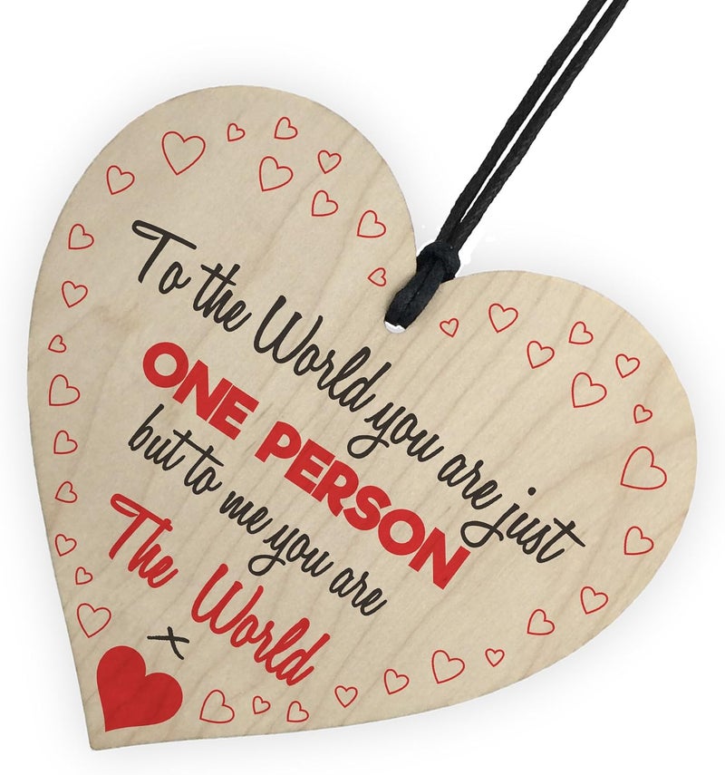 RED OCEAN To Me You Are The World Wooden Hanging Heart Cute Love Gift Plaque Friends Sign - Image 5
