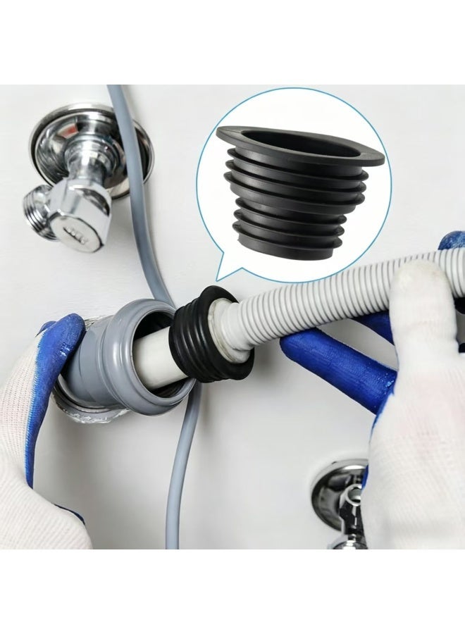 3 Pack Silicone Drain Pipe Sealing Plug – Universal Washing Machine Drain Hose Seal, Kitchen & Bathroom Sewer Odor Blocker, Black (6 x 3.8 cm) - Image 3