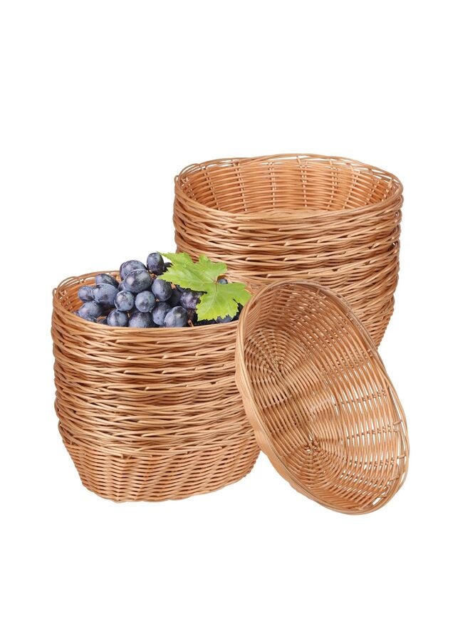 LAMAY 20 Pack Oval Wicker Basket, 9 x 6 x 2.6 Inch Poly Wicker Bread Baskets, Medium Size Gift Baskets for Kitchen, Christmas Gifts, Centerpiece Display, Storing Bread, Fruits, Vegetables - Image 1