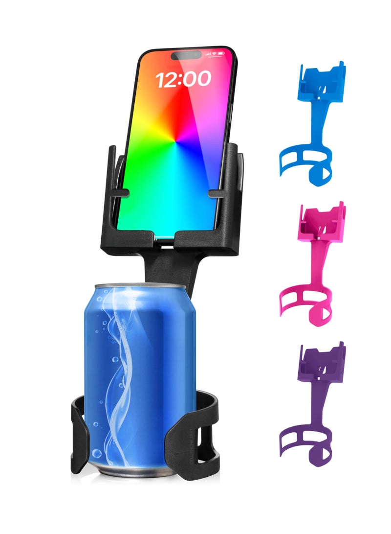 Phone & Cup Holder, Made in USA, Fits Phones with/Without Cases (Vertical/Horizontal), Black, Pack of 1 - Image 1