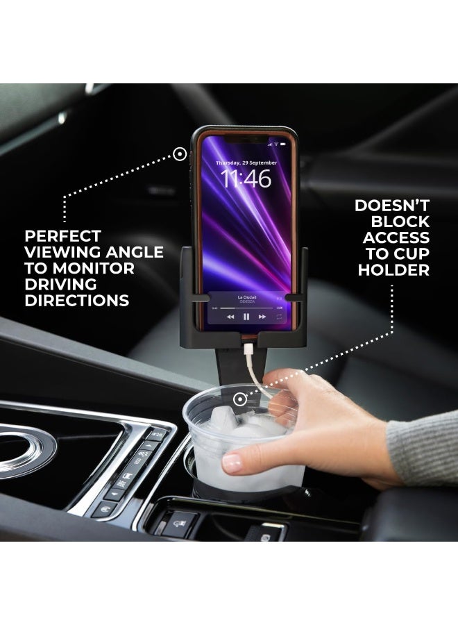 Phone & Cup Holder, Made in USA, Fits Phones with/Without Cases (Vertical/Horizontal), Black, Pack of 1 - Image 2