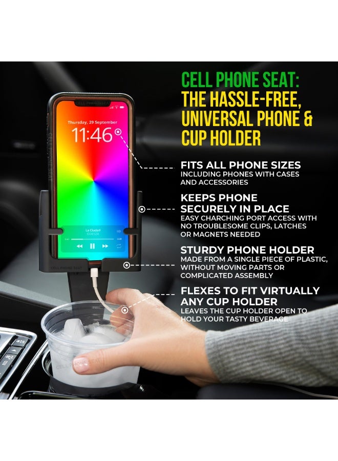 Phone & Cup Holder, Made in USA, Fits Phones with/Without Cases (Vertical/Horizontal), Black, Pack of 1 - Image 5