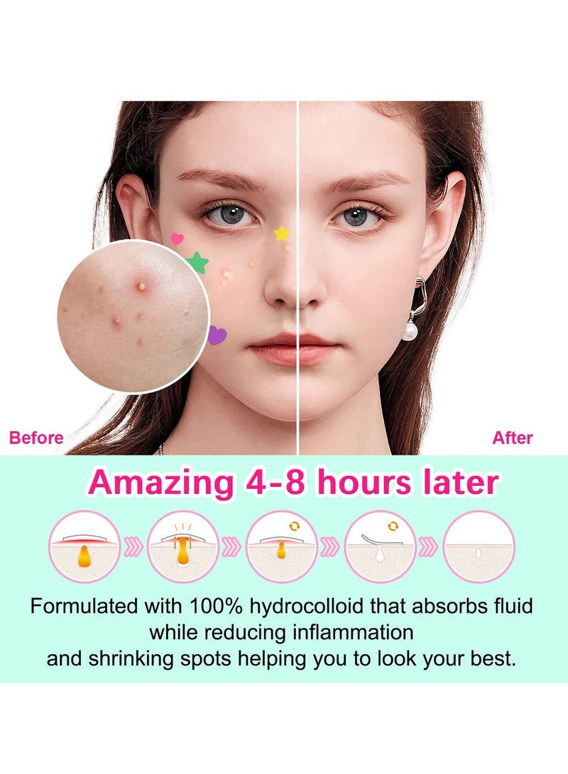 Excefore Acne Pimple Patches, Hydrocolloid Acne Stickers, Cover Dot for Blemish, Pimples, Whiteheads, Zit, Draw out Oil & Impurities, Absorb Fluid and Reduce Inflammation, Heart and Star Shapes (156pcs) - Image 5
