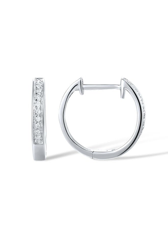 Santuzza 10K Solid Gold Genuine Diamond Dainty Huggie Hoop Earrings for Women, Gemstone Metal, Diamond - Image 2