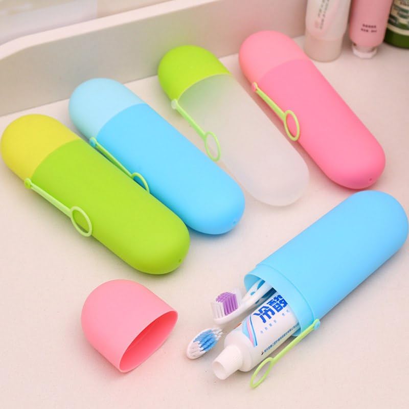 VIPREKHO VIPREKHO Toothbrush Holder Multipurpose Storage Holder Cover Organizer for Bathroom Traveling Camping Business Trip and School Use Pack of 2  - Image 2