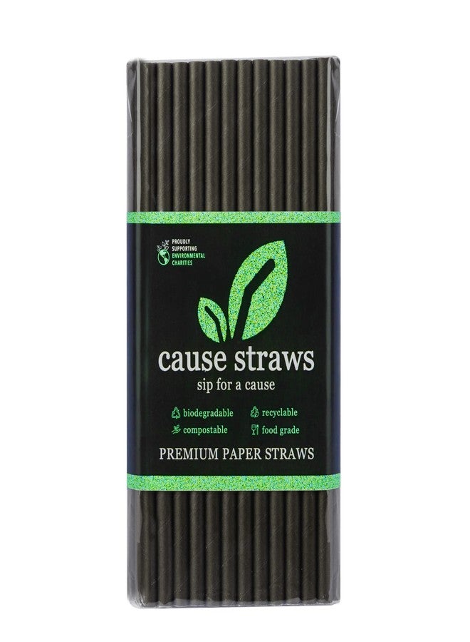 Cause Straws - Biodegradable Premium Drinking Straws | 100 Straws (8mm Wide) | Black Colour | Best for Juice, Soft Drinks and Cocktails | Sip for A Cause | (8MM, Black) - Image 1