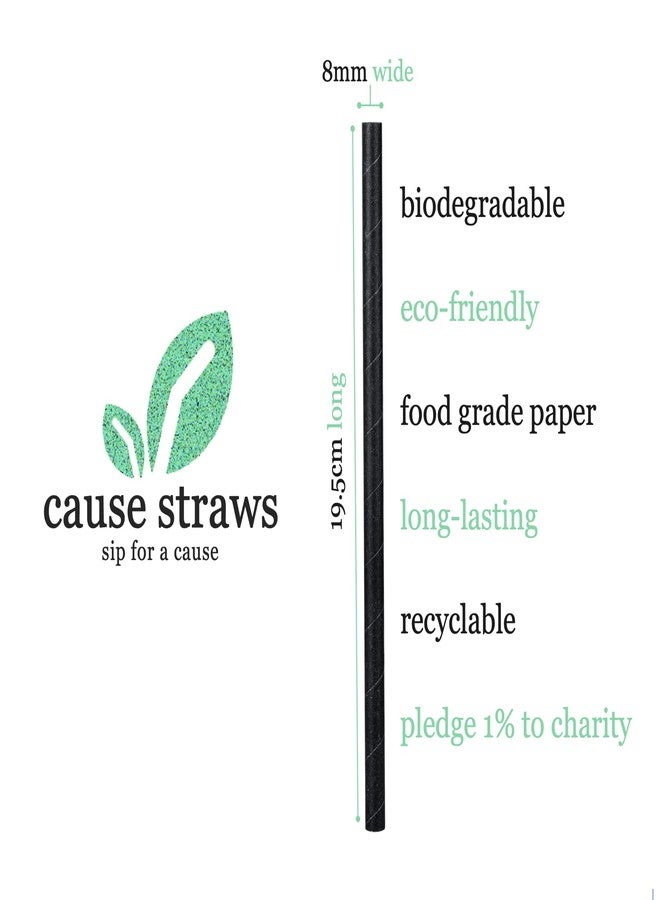 Cause Straws - Biodegradable Premium Drinking Straws | 100 Straws (8mm Wide) | Black Colour | Best for Juice, Soft Drinks and Cocktails | Sip for A Cause | (8MM, Black) - Image 2