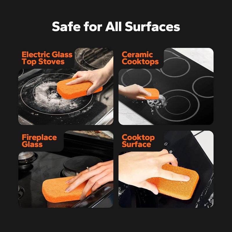 CleanCrown 3-in-1 Cooktop Cleaner Kit (19 Oz Cooktop Cleaner + Scrubbing Pad + Scraper), Stovetop Cleaner for Electric Top Stoves, Ceramic Cooktops & Fireplace Glass, Remove Burned on Food, Grease - Image 4