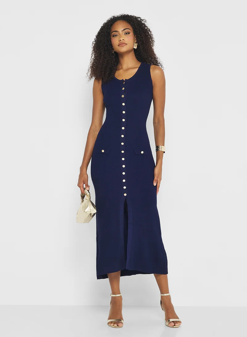 Ginger Classic Knitted Button Up Maxi Dress