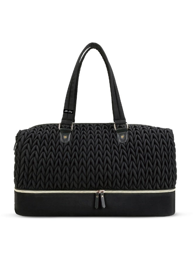 Little Story Luxe Knit Diaper Bag with Clutch - Black - Image 2
