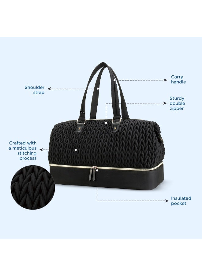 Little Story Luxe Knit Diaper Bag with Clutch - Black - Image 3