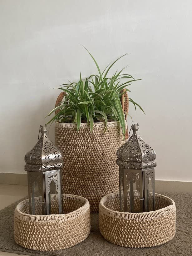 India Craft Art Handcrafted Natural Jute Beige/Brown Laundry Bohemian Multipurpose Toys/Books/Clothes/Utility Storage Basket - Small Size  - Image 5