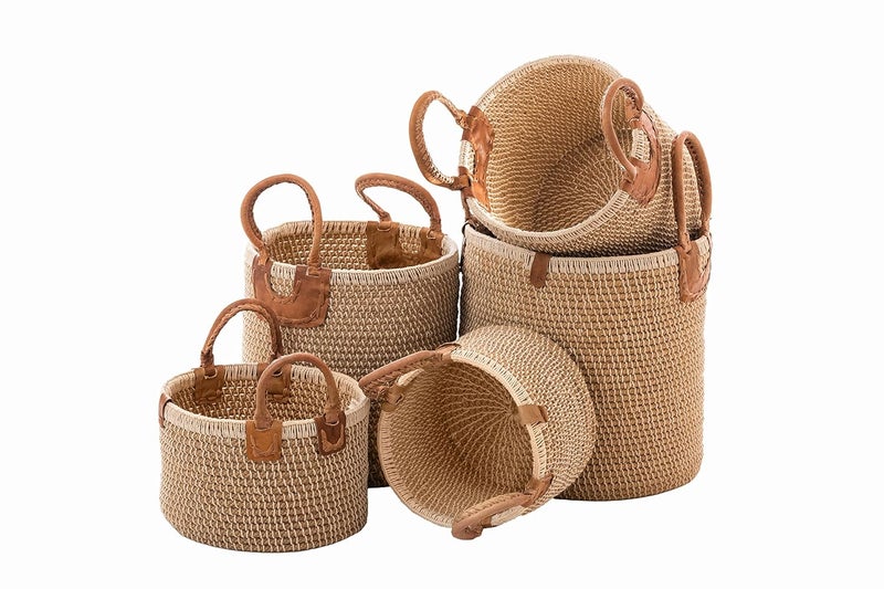 India Craft Art Handcrafted Natural Jute Beige/Brown Laundry Bohemian Multipurpose Toys/Books/Clothes/Utility Storage Basket - Small Size  - Image 4