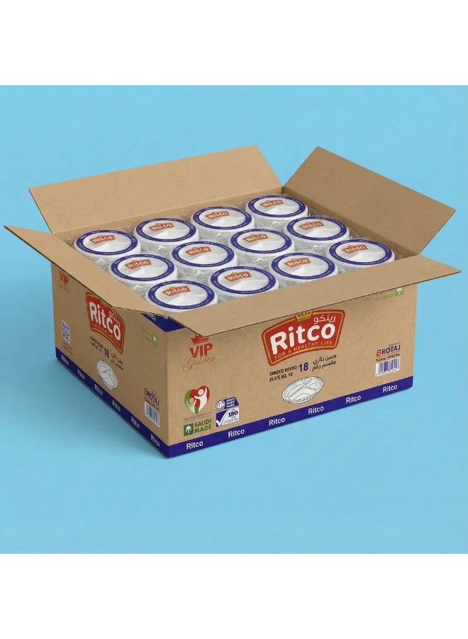 Ritco Carton Of Round Plastic Plates Divided, Size 18 (1000 Plates/Carton) - Image 4