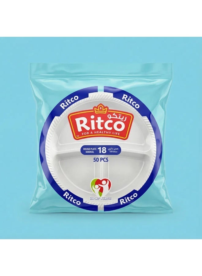 Ritco Carton Of Round Plastic Plates Divided, Size 18 (1000 Plates/Carton) - Image 2